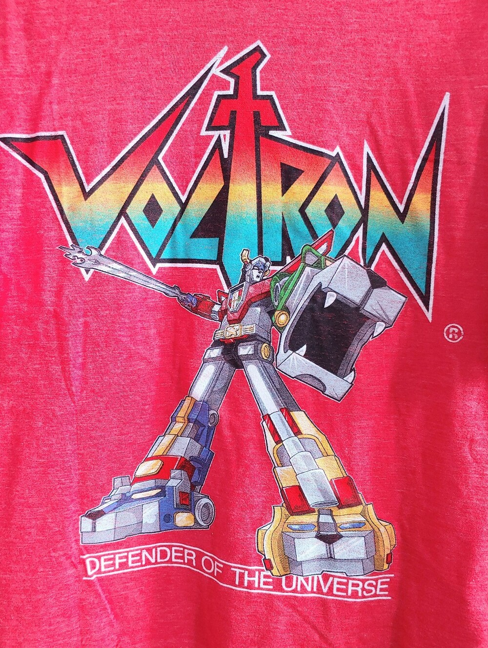 Voltron Defender of the Universe Red Heather Vintage-look Unisex T-Shirt, M L